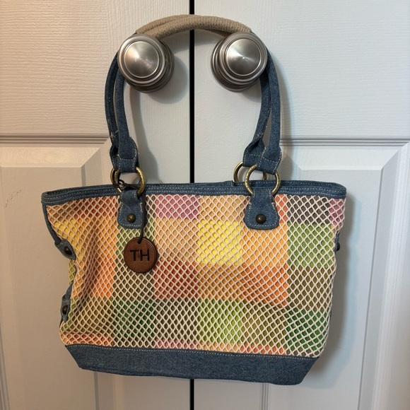 Vintage Tommy Hilfiger Multicolor Rainbow Fishnet Tote Shoulder Bag Purse PRIDE - Picture 2 of 11